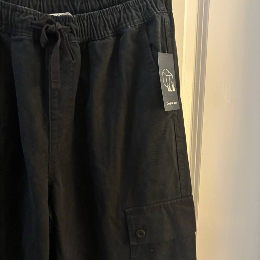Men's Black Cargo Drawstring Pants By Original Use/ Sz Large NWT - Picture 8 of 12